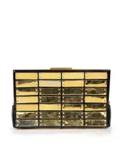 Black Patent & Gold Hardware Clutch