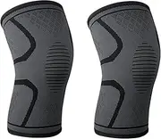 2 Packs Knee Support for Women/Men - Compression Sleeve Brace for Arthritis, Joint Pain, Ligament Injury, Meniscus Tear, ACL, MCL, Tendonitis, Running, Squats, Sports (Grey) (S Size)