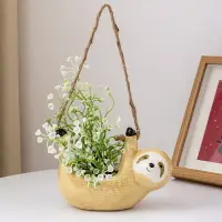 在飛比找樂天市場購物網優惠-陶瓷樹懶懸掛式多汁花盆可愛動物小花盆用於仙人掌、空氣植物、花