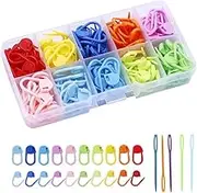 Sewing Thread Marks, 120 Crochet Thread Marks of 10 Colors, for Knitting and Sewing, Colored crochets, 5 Plastic Needles, Randomly Equipped with compartments
