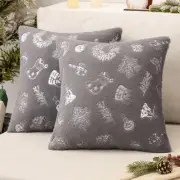 Christmas Grey Pillow Covers Set of 2 Snowflakes Decorative Throw Pillow