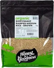 Honest to Goodness Biodynamic Rain Fed Medium Grain Rice, Brown, 5kg: Sustainably grown and milled. Savor its rich flavor and texture in your favorite recipes.