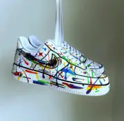 Nike Custom Air Force 1 "Rainbow Splatter" White Shoes Black Pride Mens Womens