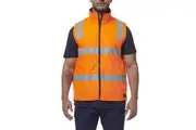 King Gee Mens Insulated Taped Hi-vis Work Vest K55031 - Orange/Navy
