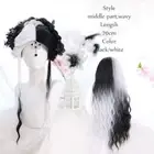Lolita Wigs Middle Part Hairstyle Wavy Hair No Bangs Pink Black Brown Ombre Wig