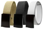Fully Adjustable Canvas Web Belt with Black Flip Top Buckle 50'' Long 2053-BL...