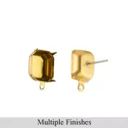 10x8mm Octagon 1 Loop Closed Back Settings with Post (6)