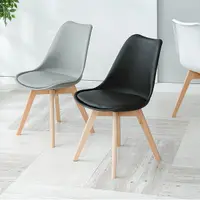 在飛比找Yahoo奇摩購物中心優惠-威瑪索 復刻皮革座墊休閒椅 餐椅 咖啡椅 辦公椅-(3色)