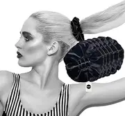 Stretchy Velvet Scrunchies 7 Pack – 1.57" Wide Hair Bands, 3.93" Max Stretch Ultra-Soft & Snag-Free Hair Ties for Everyday Elegance (All Black Pack)