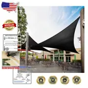 7' x 7' Triangle Black Sun Shade Sail - 95% UV Block, Durable & Customizable