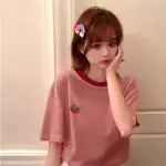 [嬌戀主角] 刺繡草莓韓版短袖T恤