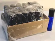 24 Piece Roll on Roller Cobalt Blue 10ml empty Bottle with Lid .New Op Box
