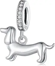 [DOYIS] 925 Sterling Silver Dachshund Dog Charm Pendant for Pandora Bracelet