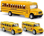 3 Pack Pull Back School Bus Playset, Die-cast Metal Toy Vehicles with Bright Yellow for Boys Girls Kids Toddlers