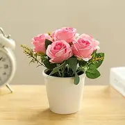 Artificial Flowers with vase, Artificial Flowers in Vase, Fake Flowers Home Flower Arrangement, Balcony, Hallway, Garden, Bedroom, Living Room, Dining Table Decoration Flower (O Pink)