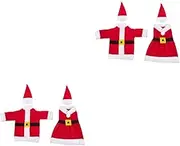 4 Pcs Christmas Bottle Set Drink Bottle Flannel Red Dining Table