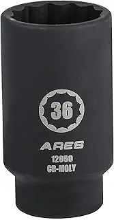 ARES 12050-36MM Axle Nut Socket - 12 Point Socket - Extra Deep 1/2-Inch Drive Impact Socket for Easy Removal of Axle Shaft Nuts