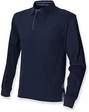 [Front Row] Men's Long Sleeve Super Soft Rugby Shirt Navy XXL