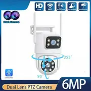 6MP Dual Lens Zoom 2.4GHz WiFi IP Camera Wireless Outdoor CCTV PTZ Home Security IR Camera,Auto Lock Motion