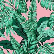 VEELIKE Pink Tropical Palm Leaves Peel and Stick Wallpaper 17.7''x354'' Contact Paper for Walls Self Adhesive Vinyl Roll Removable for Bedroom Bathroom Backdrop Shelf