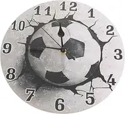 Abaodam Creative Football Wall Clock Silent Non-Ticking Decorative Clock for Bedroom Living Room Office Unique Sports- Decor Construction