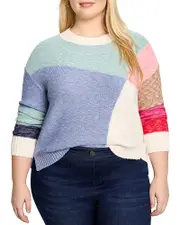 Nic+Zoe Plus Color Crossing Crewneck Sweater