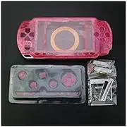 New Replacement PSP 1000 Full Housing Shell Cover with Buttons Screws Set -Clear Pink