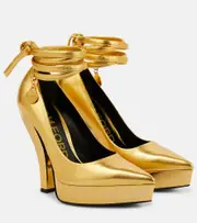 [Tom Ford] Tom Ford Metallic leather platform pumps AU 7 gold