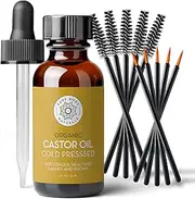 [Pure Body Naturals] Organic Castor Oil with Applicator Kit for Eyelash & Eyebrow Growth 1 Fl. Ounce