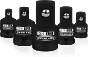 5-Piece Cr-V Steel Impact Socket Adapter Set, 0.375In, Fastener Drive Bit
