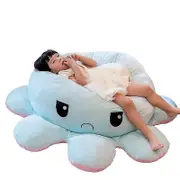 Reversible Octopus Stuffed Animal, Large Plush Octopus Cushion Pillow Toys Blue 130cm