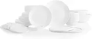 [CORELLE] Vitrelle 78-Piece Service for 12 Dinnerware Set, Triple Layer Glass and Chip Resistant, Lightweight Round Plates and Bowls Set, Winter Frost White