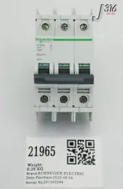 21965 SCHNEIDER ELE 3-POLE MULTI 9 C60 CIRCUIT BREAKER D 30A 240V NEW 60198