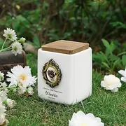 Personalized Memorial Pet Urn with Photo Name Text , Custom Ceramic Ashes Keepsake Box for Dog Cat, Pet Memorial Gift for Loss of Pet, Eternal Remembrance