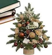 Generic Tabletop Artificial Christmas Tree - 18 Inch Pine with White Lights for Tabletop, Home, Holiday Decoration Supplies