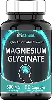 Chelated Magnesium Glycinate Capsules (300 MG x 90 Count) | For Women & Men | Highly Absorbable | May Promote Calm & Sleep, and Stress & Frustration Relief* | Muscle Support* | Non-GMO | by TNVitamins