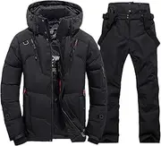 [Aoleaky] Thermal Winter Ski Suit for Men Windproof Skiing Down Jacket Bibs Pants Set Male Snow Costume Snowboard Wear, 1set(jacket Pants)02, X-Large