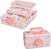 Hair Accessories Organizer with Handle Sewing Organizer，Lockable Three-Layer Mul