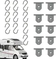 SVCEQZE RV Awning Hooks - RV Hooks Outside - 10X Portable Quick-Release Rubber Clamp for Tarp Banner Camping Tent Roller Rod