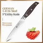 Full Tang Utility Knife Stainless Steel Wood Handle Slicing Fruit Paring Peeling