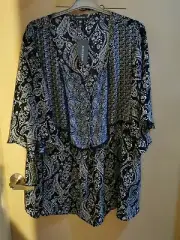 Sz 26 Autograph Blue White Bohemian Blouse combines post welcome