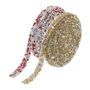 1 Set Resin Rhinestones Trim 6 Yards Silver Base Yellow + Silver Base Red