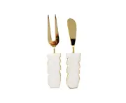 2pc Maine & Crawford Wonda 15x3cm Marble Cheese Knives Utensil w/ Gold Foil