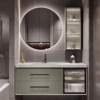在飛比找蝦皮商城精選優惠-浴櫃組合 浴櫃鏡櫃套裝 智能浴室鏡櫃 110V 現代簡約巖板