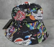 Ed Hardy Floral Drawstring Bucket Hat/ OSFA