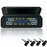 Wireless Solar TPMS LCD Car Tire Pressure Monitoring System w/4 Interior Sensors (for: Daihatsu)