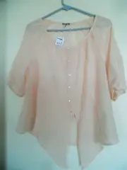 Charlotte Russe Peach Sheer Top Blouse-Sz M