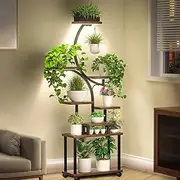 157cm Plant Stand Indoor, 8-Tiered Indoor Plant Shelf with Grow Lights Can Hold a Variety of Indoor Plants, S-Shaped Plant Stand Display Stand, Suitable for Bedroom, Terrace, Living Room