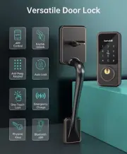 (Oil Rubbed Bronze) Fingerprint Smart Lock + Handles, Keyless Entry Deadbolt