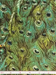 Peacock Arbor - Green Feathers Quilt Fabric - Fat Quarter
